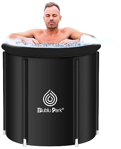 Eisbad Tonne für Athleten, Ice Bath, 75x75cm tragbares Ice Bath Tub für Sportler mit Deckel, Aufblasbare Faltbare Tauchwanne im Freien für Kaltwassertherapie-Eisfass-Tauchbecken für Erwachsene
