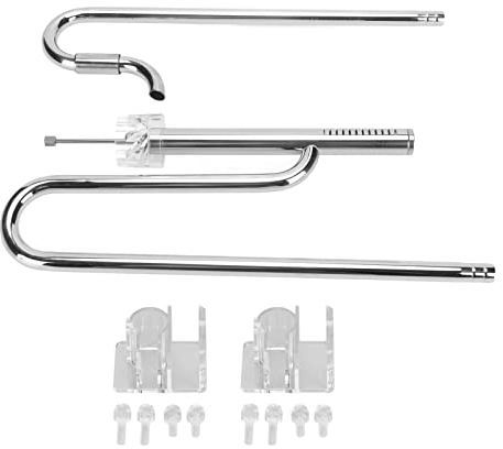 TITA-DONG Lily Pipe Kit de Tuyaux D'entrée et de Sortie en Acier Inoxydable 304 pour écumoire de Surface avec 2 Supports en Acrylique, Filtre à Film D'huile pour Aquarium(16 mm/0,63 Pouces)