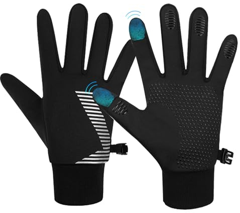 JIGUOOR Winter Warm Radfahren Handschuhe Winddicht pro Laufen Thermal Sport Handschuh Touchscreen Anti-Rutsch Silikon Outdoor Männer Frauen für Sport Fahren Camping Wandern Wandern Wandern