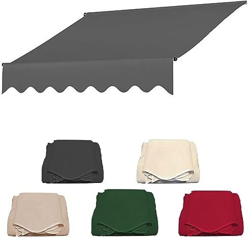 MKYOKO Markise Stoff, Langlebiger Markisenstoff, Wasserdichter Mehrzweck-Markisenschutz, Markisen Ersatzteile (Color : Grau, Size : 4m)