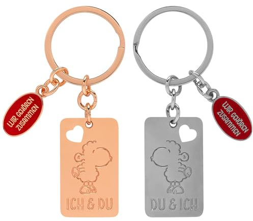 Sheepworld Schlüsselanhänger für zwei Motiv Du, ich, wir | Anhänger-Set, zwei Anhänger mit Schlüsselring und Charm | Geschenk, für zwei, für Paare | 48535
