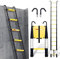 Jopassy 3,8 M Teleskopleiter, Rutschfester Aluminium Stehleiter mit langsamer Schrumpfungsfunktion und 2 Abnehmbarem Haken, 150 kg/330 Pfund Belastbarkeit Leiter Mit einem klick schrumpfbar