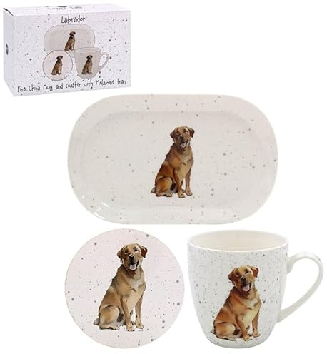 The Leonardo Collection Mug, Coaster and Snack Tray - Yellow Labrador