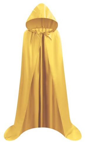 Proumhang Gelb Umhang mit Kapuze Darth Vader Umhang Mittelalter Umhang Cape Mantel Satin Karneval Halloween Weihnachten Kostüm Erwachsener XL