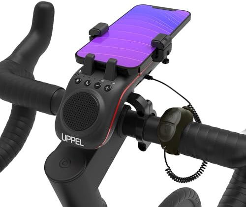 UPPEL Altoparlante Bluetooth per Bicicletta Casse Bluetooth V5.1 5000mAh Accumulatore di energia/Luci Bici/Campanello della bici/Card SD/TF Funzione 10 in 1-Nero