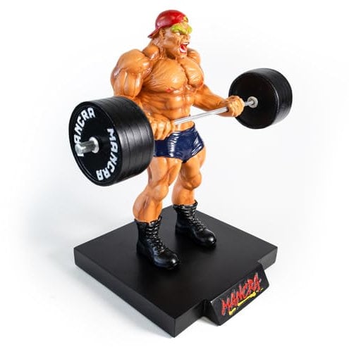 MANCRA Figura decorativa per bodybuilding - Uomo Muscoloso che fa esercizio di bicipiti in palestra, realizzata in resina, ideale per gli amanti del fitness e del bodybuilding, per gli appassionati di