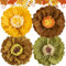 SUNBEAUTY 4PCS 20 Brown Paper Fans Decorations Tissue Paper Flowers Hanging Flowers Backdrop Orange Brown Party Decor for Happy Retirement Birthday Wedding Baby Shower Tea Party Table Home Decoration