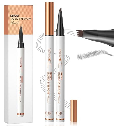 EONFAVE 2024 Neuest Magischer Augenbrauenstift, Wasserfester Augenbrauen-Stift mit 4 Gabelspitze, Wischfest Schweißfester Flüssiger Eyebrow Pencil, Glatt und Leicht Aufzutragen(03Grau)