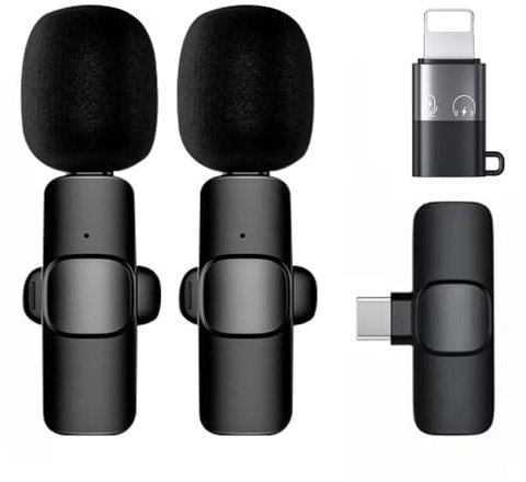 Mini Wireless Lavalier Microphone Set - Clip-on Lapel Mic for iPhone/Android/Phone/PC/iPad - Ideal for Video Recording, Podcast, Vlogging, YouTube, TikTok - Content Creators, Interviewers, Educators
