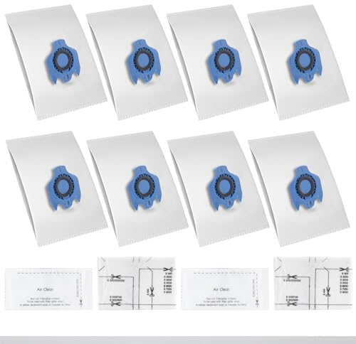 8 Sacchetti per Aspirapolvere Compatibili con Miele GN S2, S4, S5, S6, S8, Classic C1, Complete C2/C3, Serie S2000, S5000, S8000, con 2 Filtri di Uscita e 2 Filtri di Protezione del Motore