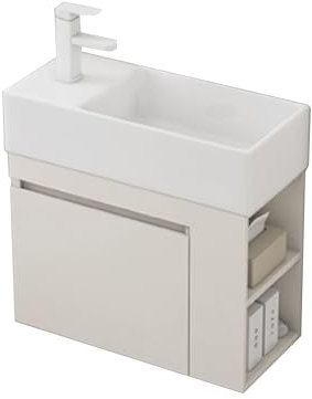 JOSIAHCQ Meuble Salle de Bain avec Vasque Meuble sous Lavabo Salle de Bain Meuble Lave Main WC Meuble d'angle Suspendu Moderne avec Robinet pour Petit Espace(5025)