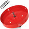 KACNON Seghe a Tazza Bi-Metallica 200 mm, M42 HSS Sega A Tazza Trapano, con Adattatore Esagonale e Punta di Centraggio, per Forare Plastica, PVC, Legno, Fibra di Legno, Metallo Dolce, Rosso
