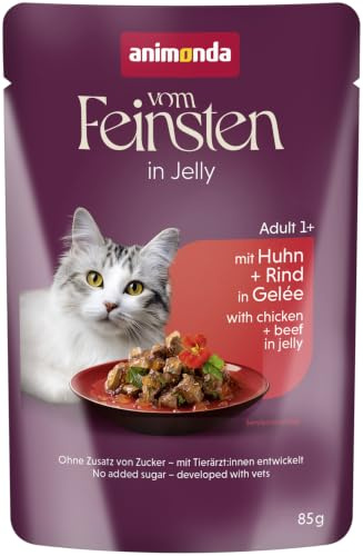 animonda Vom Feinsten Adult Raffinesse Katzenfutter in Gelee mit Huhn und Rind (24 x 85 g), Nassfutter mit Taurin und Vitamin D3, ohne Zusatz von Soja, Zucker und Konservierungsstoffen