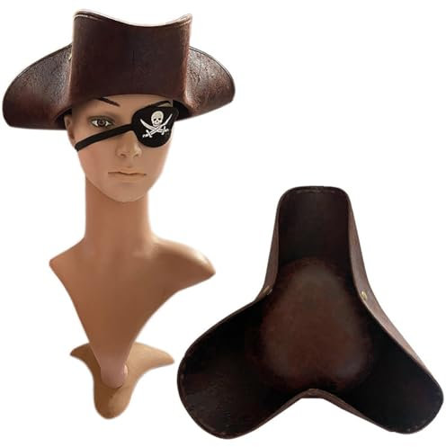 NIEEKRUN Pirate Hat Tricorn Hut Steampunk Pirate Hut Piraten Kostüm Zubehör Karneval Fasching Kostüm Motto Jack Sparrow Fluch der Karibik Halloween Cosplay Masquerade Hut
