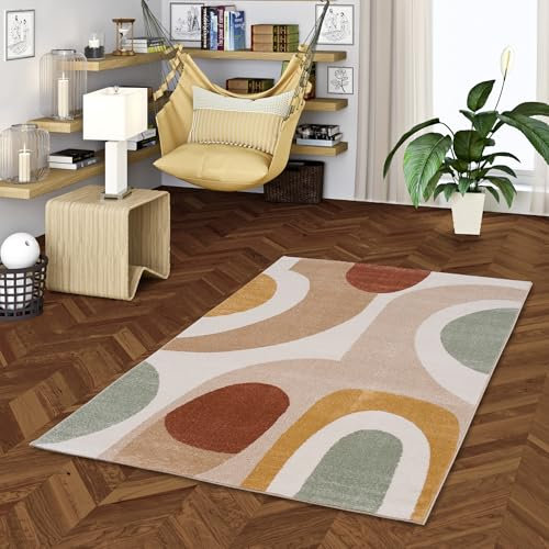 Pergamon Designer Teppich Faro - Bunter Retro Teppich für Wohnzimmer und Schlafzimmer - Modernes, pflegeleichtes Design - Stilvolle Akzente für jeden Raum, Online kaufen