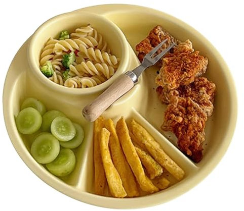 Dischi di controllo per adulti Piatto rotondo for la creazione di pasti bilanciati Set di 1 piatto piano in ceramica diviso for il controllo delle porzioni, resistente ai graffi, vassoio da portata fo