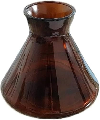 YUEKOPOU Glasvase, Glasvase mit kleinem Durchmesser, transparentes hydroponisches Blumenarrangement, Desktop-Dekoration, Ornamente, Internet-Berühmtheit(Small Hourglass(Brown))