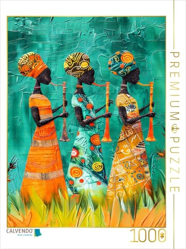 CALVENDO Puzzle DREI Frauen mit Musikinstrumenten in Afrika | 1000 Teile Lege-Größe 64 x 48 cm Foto-Puzzle für glückliche Stunden