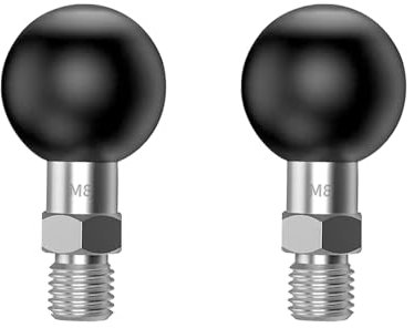 GIONAR Lot de 2 vis M8 avec adaptateur à bille de 1 - Support pour rétroviseur de moto - Compatible Ram Mount - Support de téléphone portable pour moto