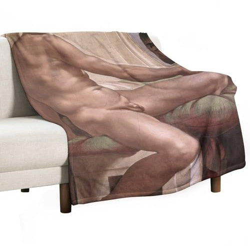 Fleece-Bettdecke, Motiv: Italienische Maler, Michelangelo Ignudo, Poster, Flanell, für alle Jahreszeiten, gemütlich, leicht, Herbstdekoration, 76,2 x 101,6 cm