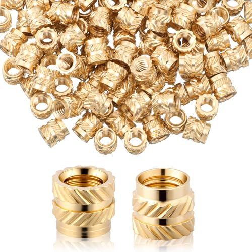 120 Stück Gewindeeinsatz M4 Einpressmuttern M4 Einschraubmutter Messing Metrische Einschmelzgewinde Gewindehülse Gewinde Reparatur Set Gerändelte Einschmelzgewinde für 3D Druck Zubehör Kunststoffteile