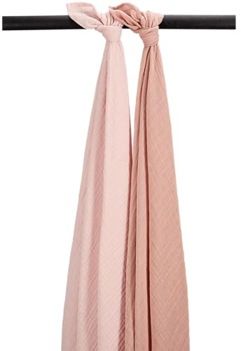 MEYCO Mullwindeln 120x120cm - 2-Pack Musselin Spucktuch Soft Rose/Rose | 100 % weiche Baumwolle - Pre Washed Musselin - Oeko Tex zertifiziert - saugfähig, hautfreundlich & schnelltrocknend