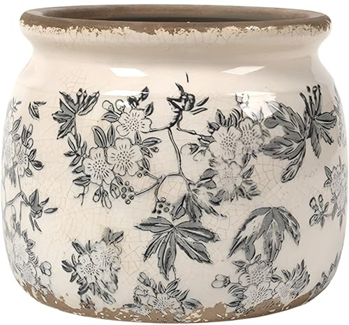 Ninehaoou Vintage Planter Large Ceramic Plants Pot Crack Cottage Scroll Vase Flower Vase Pot Indoor Plants Home Kitchen Decor Farmhouse Antique Decorative Gift