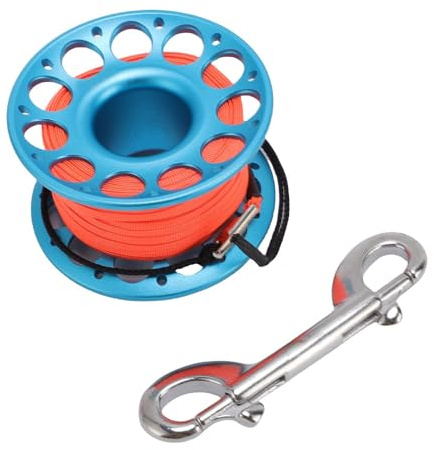 SPYMINNPOO Aviation Aluminium Scuba Diving Rolle Multi Funktionaler Fingerspulenrolle 30m für Outdoor -Tauchen (Blue)