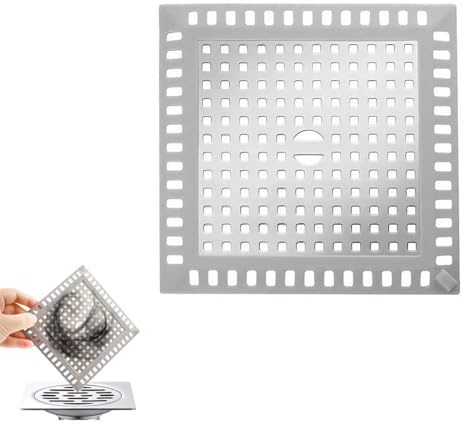 IBXWMNG Filtro Capelli Doccia Quadrato in Acciaio Inox 304 Copri Scarico Doccia Anti-Otturazione Doccia Raccogli Capelli per Bagno e Lavandino Cucina 123x123mm