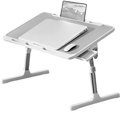 Mesa Plegable para Ordenador Portátil con Altura e Inclinación Ajustable | Mesa de Cama con Cajón para Sofá Trabajo Estudio Lectura y Escritura con Diseño Portátil