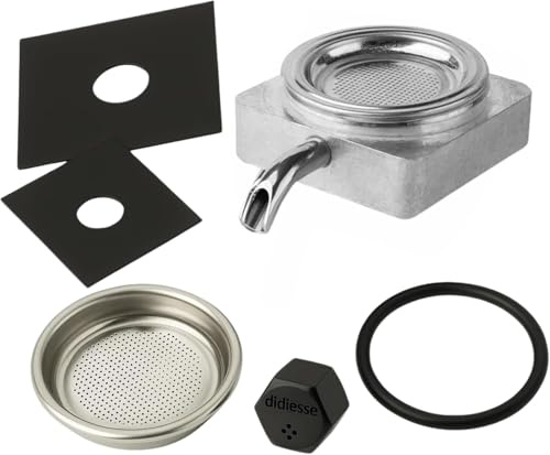 Portacialda Originale in ALLUMINIO per Didiesse Frog per Macchine da Caffè. Completo e già assemblato (Porta cialda in alluminio + Filtro Acciaio + Beccuccio Cromato + Dado in plastica + 2 Spessori)