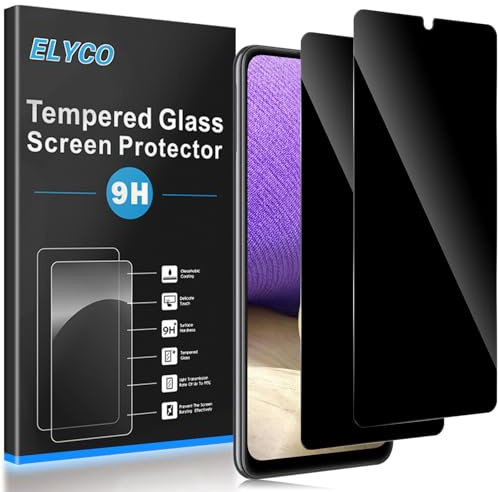 ELYCO Protection Écran Anti-Espion pour Samsung Galaxy A32 5G, 2 Pièces | Anti-Spy Film Verre Trempé, 9H Dureté, Anti-Rayures, Sans Bulles, Installation Facile