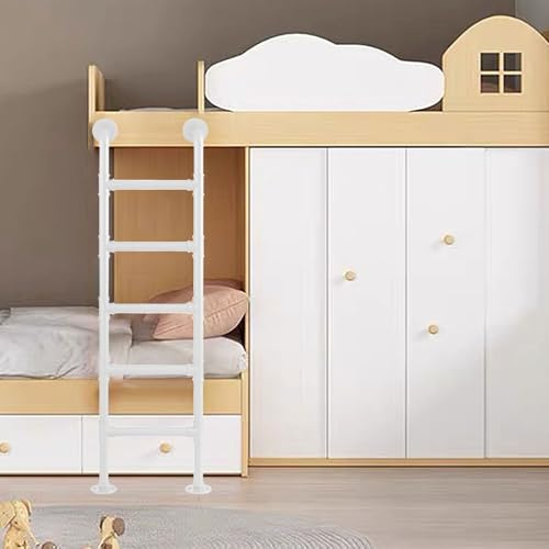 MXXQRHF Scala a soppalco da Parete Resistente, Alta 175 cm (49 Pollici), Ideale per Interni, casa e dormitorio, con gradini Alti, Colore Bianco.