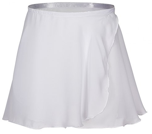 tanzmuster ® Wickelrock Mädchen Ballett - Emma - aus transparentem Chiffon - lockerluftiger Ballettrock zum Binden für Kinder in weiß, Größe:140/146