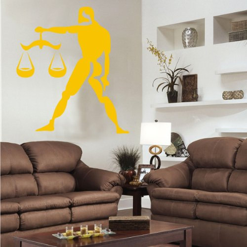 INDIGOS UG - Wandtattoo Wohnzimmer - Wandaufkleber Waage - Sternzeichen 120x115 cm - Gold w394 - Aufkleber Kinderzimmer Schlafzimmer Küche Badezimmer Büro Dekoration
