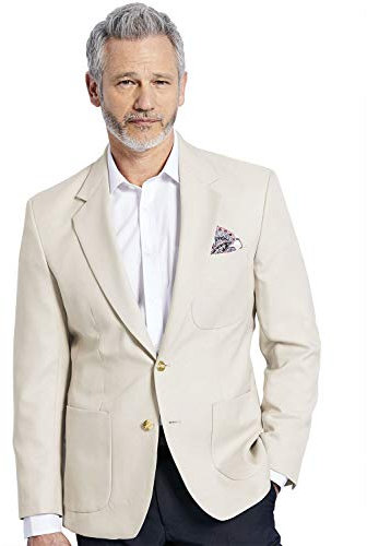 Mens Single Breasted Classic Oxford Blazer-Tailored/Full Fitting (Size: 44) (Colour: Beige)