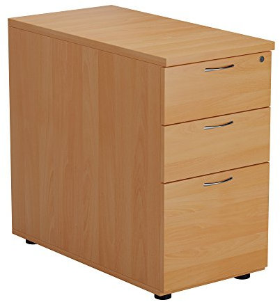 Office Hippo Strapazierfähiger Aktenschrank, robuster Schubladenkasten, abschließbarer Bürostauraum für A4- oder Kanzleiakten-Ablage, Buche, 3 Schubladen