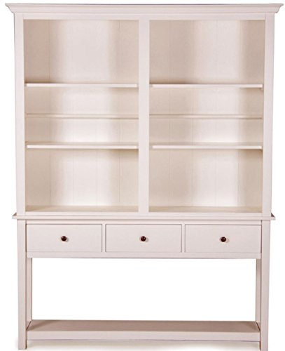 Casa Padrino Landhausstil Offener Schrank Antik Weiss mit DREI Schubladen 158 x 40 x H. 220 cm - Wohnzimmerschrank im Landhausstil