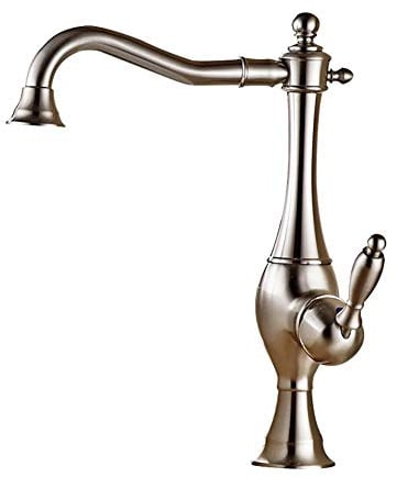 Bad Wasserhahn 360°Schwenkbare Einhebel Mischbatterie,Antik Nostalgie Retro Hohe Auslauf,Waschtischarmatur Aufsatz-Waschbecken Armatur Aus Messing,taltal Serie B5 -Nickel gebürstet