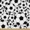 ABAKUHAUS Fußball Stoff als Meterware, Monochrom Fußbälle Grafik, Seidiger Satin Stoff Zum benähen von Heimtextilien, 2M (148x200cm), Schwarz Weiß