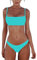 meioro Bikini Sets für Damen Push Up Tanga mit niedriger Taille Badeanzug Bikini Set Badebekleidung Beachwear (XL, Blau)