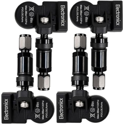 Electronicx 4x RDKS TPMS Reifendrucksensor Reifendruckkontrollsystem Metallventil Schwarz kompatibel mit Compass