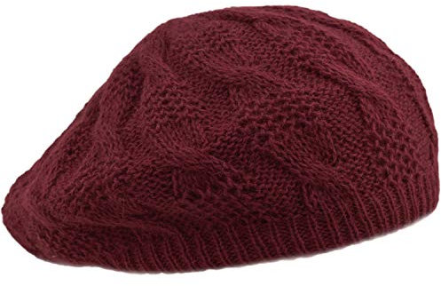 Melegari Baskenmütze aus Angorawolle, mit Innenfutter, hergestellt in Italien, Frau/Mädchen, Herbst/Winter (Bordeaux)