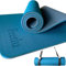 Feetlu Extra dicke Yogamatte mit Gurt, 10 mm, rutschfeste Trainingsmatte für Yoga, Pilates und Bodenübungen (TUR BLU/GYB)