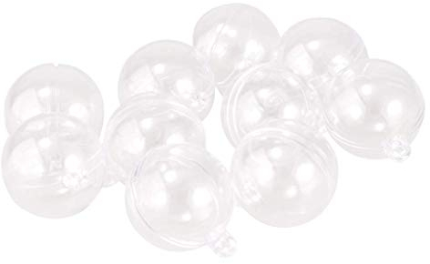 Inzopo 10 Stück durchsichtige Plastik-Weihnachtsbaum-Ornamente DIY Badekugeln, transparente Kugeln, Weihnachtskugeln – transparent, 3 cm