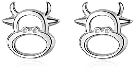 Helen de Lete S925 Sterling Silber Das Jahr des Ochsen Kleine Kuh Ohrring