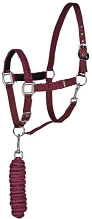 HORZE Halfter Chicago für Pferd und Pony, verstellbar mit Führstrick 2,25m, Rot, F