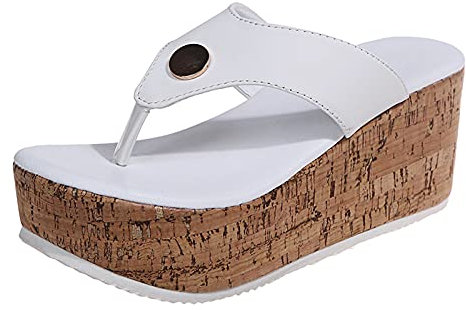 Sandales Femmes avec Plateforme Talon compensées Été Plage Vacances Décontractée Tongs Pas Cher À La Mode Grande Taille Nu Pieds Chaussons Antiderapant