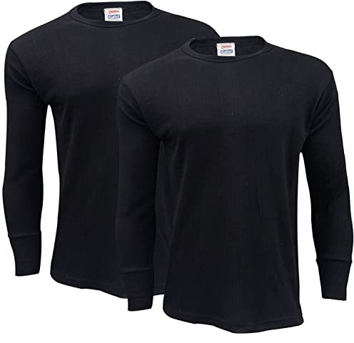 Gaffer 2 Pack Mens Thermal Top Long Sleeve T Shirt Warm Underwear Baselayer Thermals Winter Ski Wear BLK S