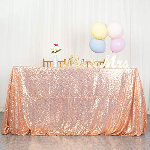 Tovaglia in paillettes in oro rosa 50x80 pollici Tovaglia rettangolare scintillante Tovaglia in oro rosa Decorazioni per il 21 ° compleanno Tovaglie da sposa Tovaglie glitterate per feste